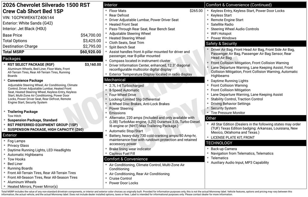 chevrolet silverado 1500 2026 1GCPKWEK6TZ406144 image chevrolet silverado 1500 2026 1GCPKWEK6TZ406144 image